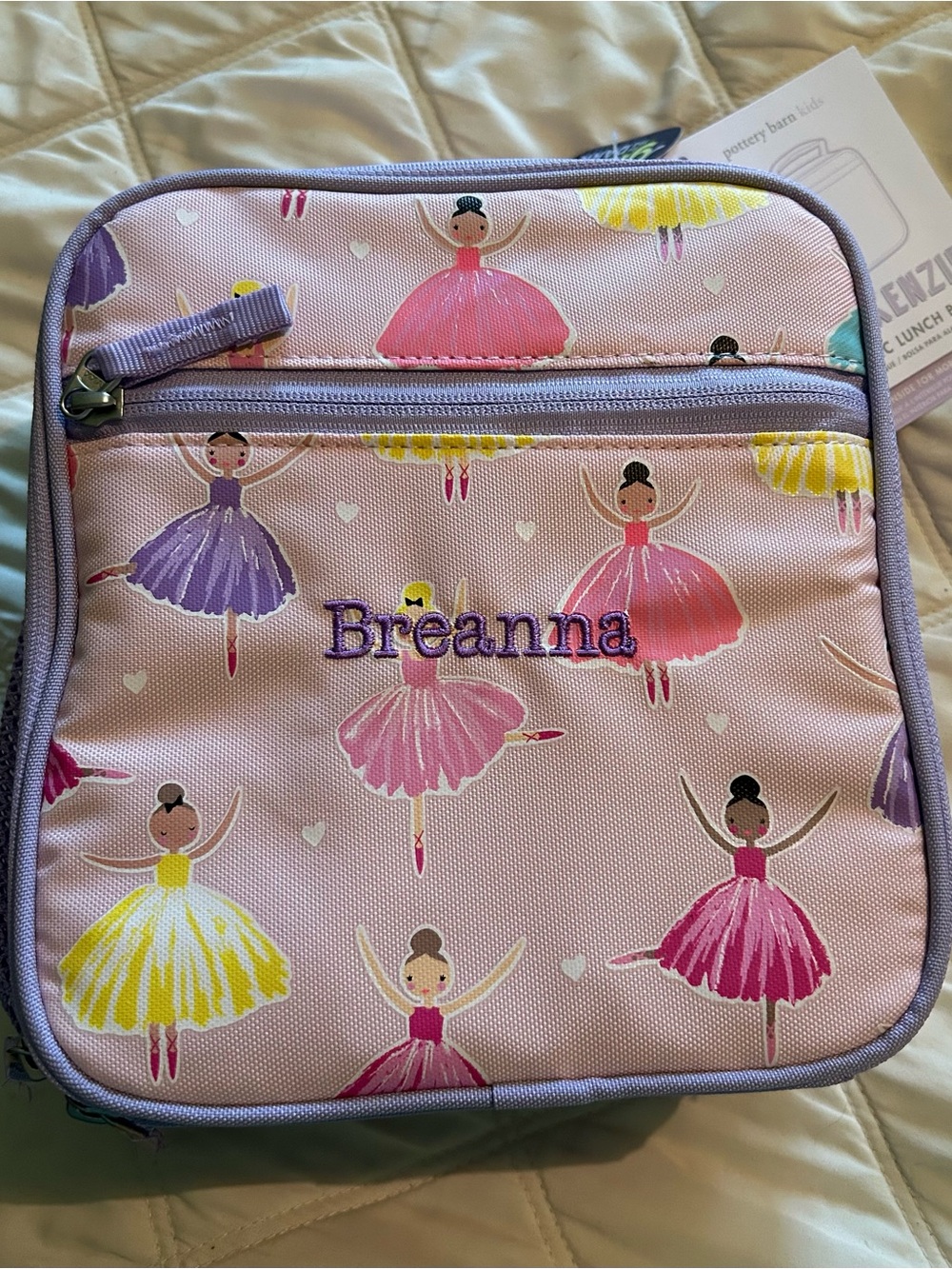 Pink Ballerina Lunch Bag - "Breanna" by Pottery Barn NWT glows in the dark